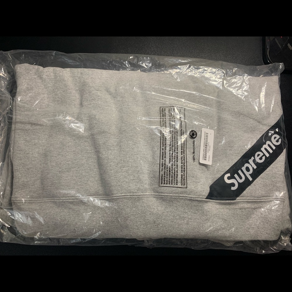 Supreme Corner Label Hoodie Grey Med Brand New